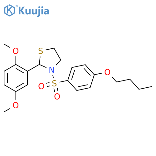 3-(4-butoxybenzenesulfonyl)-2-(2,5-dimethoxyphenyl)-1,3-thiazolidine structure