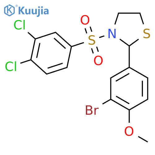 2-(3-bromo-4-methoxyphenyl)-3-(3,4-dichlorobenzenesulfonyl)-1,3-thiazolidine structure