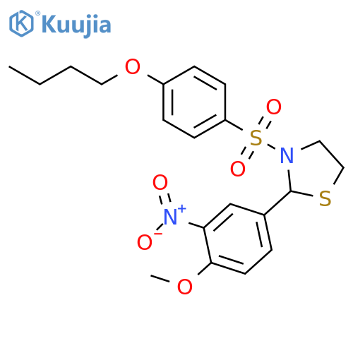 3-(4-butoxybenzenesulfonyl)-2-(4-methoxy-3-nitrophenyl)-1,3-thiazolidine structure