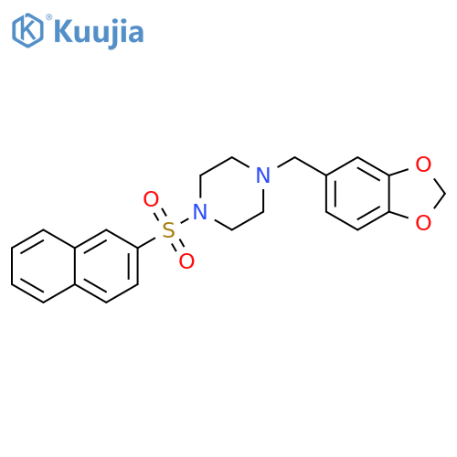 1-(1,3-benzodioxol-5-ylmethyl)-4-(naphthalen-2-ylsulfonyl)piperazine structure