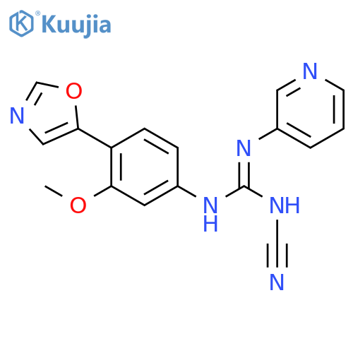 1-[3-Methoxy-4-(5-oxazolyl)phenyl]-2-cyano-3-(3-pyridyl)guanidine structure