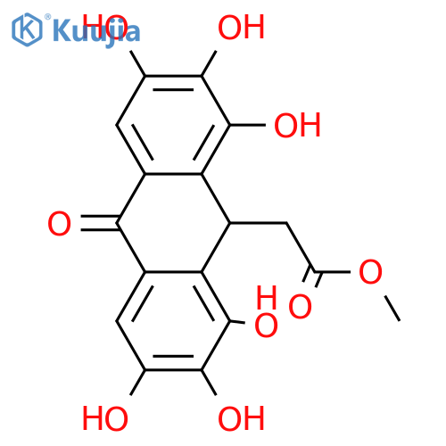 9,10-Dihydro-1,2,3,4,6,7,8-heptahydroxy-10-oxo-9-anthraceneacetic acid; (+)-form, 4-Deoxy, Me ester structure