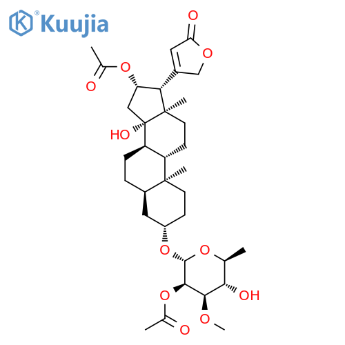 3-[(2-O-acetyl-6-deoxy-3-O-methylhexopyranosyl)oxy]-16-(acetyloxy)-14-hydroxycard-20(22)-enolide structure