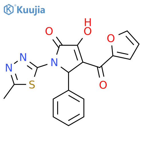 4-(furan-2-carbonyl)-3-hydroxy-1-(5-methyl-1,3,4-thiadiazol-2-yl)-5-phenyl-2,5-dihydro-1H-pyrrol-2-one structure