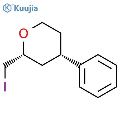 2H-PYRAN, TETRAHYDRO-2-(IODOMETHYL)-4-PHENYL-, (2R,4S)- structure