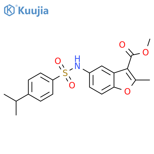 methyl 2-methyl-5-4-(propan-2-yl)benzenesulfonamido-1-benzofuran-3-carboxylate structure