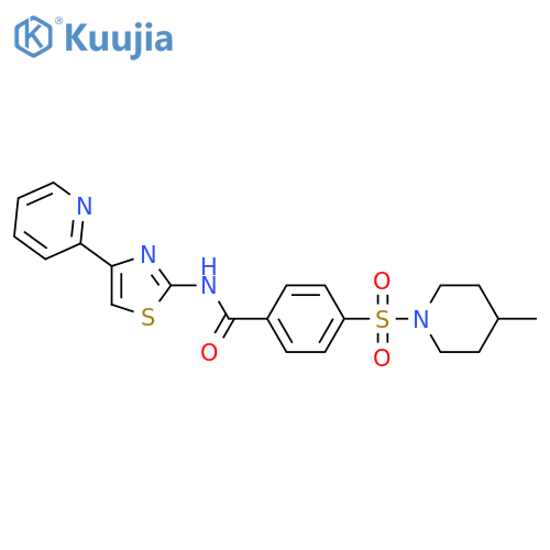 4-(4-methylpiperidin-1-yl)sulfonyl-N-4-(pyridin-2-yl)-1,3-thiazol-2-ylbenzamide structure