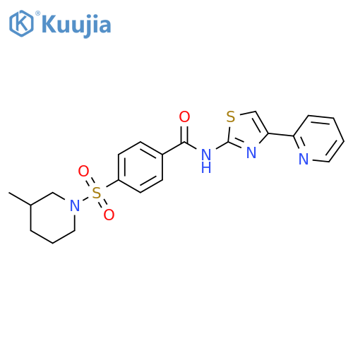 4-(3-methylpiperidin-1-yl)sulfonyl-N-4-(pyridin-2-yl)-1,3-thiazol-2-ylbenzamide structure