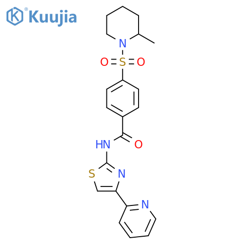 4-(2-methylpiperidin-1-yl)sulfonyl-N-4-(pyridin-2-yl)-1,3-thiazol-2-ylbenzamide structure
