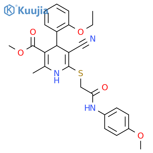 methyl 5-cyano-4-(2-ethoxyphenyl)-6-({(4-methoxyphenyl)carbamoylmethyl}sulfanyl)-2-methyl-1,4-dihydropyridine-3-carboxylate structure