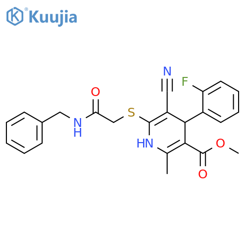 methyl 6-{(benzylcarbamoyl)methylsulfanyl}-5-cyano-4-(2-fluorophenyl)-2-methyl-1,4-dihydropyridine-3-carboxylate structure