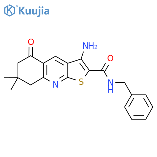 3-amino-N-benzyl-7,7-dimethyl-5-oxo-5H,6H,7H,8H-thieno2,3-bquinoline-2-carboxamide structure