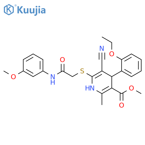 methyl 5-cyano-4-(2-ethoxyphenyl)-6-({(3-methoxyphenyl)carbamoylmethyl}sulfanyl)-2-methyl-1,4-dihydropyridine-3-carboxylate structure