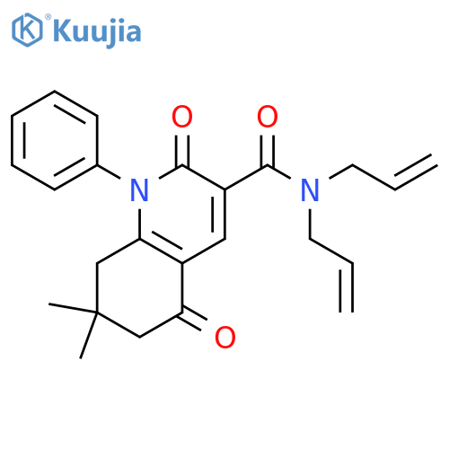 <br>7,7-Dimethyl-2,5-dioxo-1-phenyl-1,2,5,6,7,8-hexahydro-quinoline-3-carboxyli c acid diallylamide structure