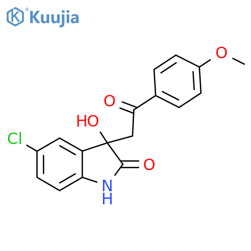 5-chloro-3-hydroxy-3-2-(4-methoxyphenyl)-2-oxoethyl-2,3-dihydro-1H-indol-2-one structure