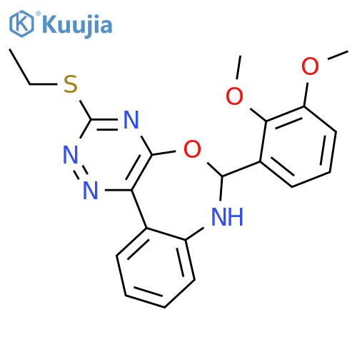 <br>6-(2,3-Dimethoxy-phenyl)-3-ethylsulfanyl-6,7-dihydro-5-oxa-1,2,4,7-tetraaza -dibenzo[a,c]cycloheptene structure