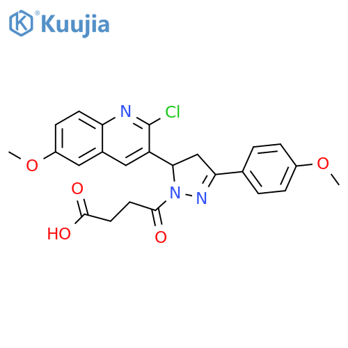 4-5-(2-chloro-6-methoxyquinolin-3-yl)-3-(4-methoxyphenyl)-4,5-dihydro-1H-pyrazol-1-yl-4-oxobutanoic acid structure