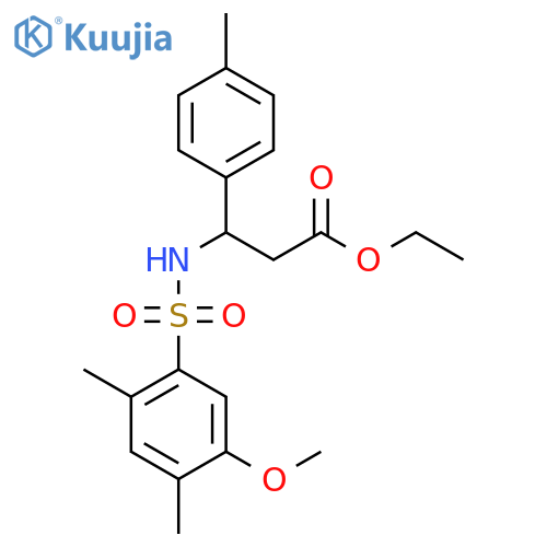 ethyl 3-(5-methoxy-2,4-dimethylbenzenesulfonamido)-3-(4-methylphenyl)propanoate structure