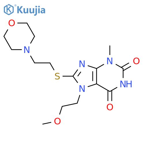 7-(2-methoxyethyl)-3-methyl-8-((2-morpholinoethyl)thio)-3,7-dihydro-1H-purine-2,6-dione structure