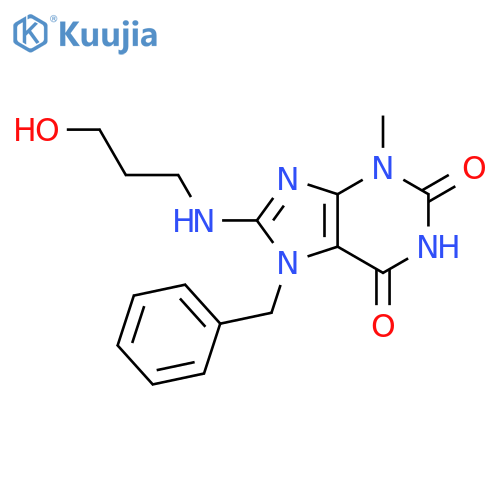 7-benzyl-8-(3-hydroxypropyl)amino-3-methyl-2,3,6,7-tetrahydro-1H-purine-2,6-dione structure
