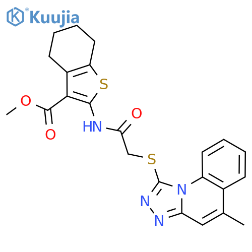 methyl 2-2-({5-methyl-1,2,4triazolo4,3-aquinolin-1-yl}sulfanyl)acetamido-4,5,6,7-tetrahydro-1-benzothiophene-3-carboxylate structure