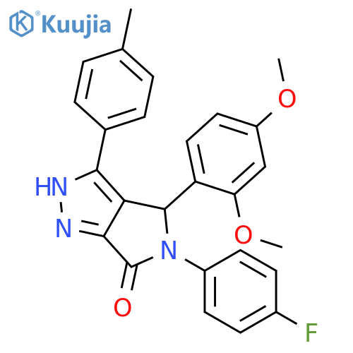 <br>4-(2,4-Dimethoxy-phenyl)-5-(4-fluoro-phenyl)-3-p-tolyl-4,5-dihydro-1H-pyrro lo[3,4-c]pyrazol-6-one structure