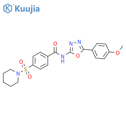 N-5-(4-methoxyphenyl)-1,3,4-oxadiazol-2-yl-4-(piperidine-1-sulfonyl)benzamide structure
