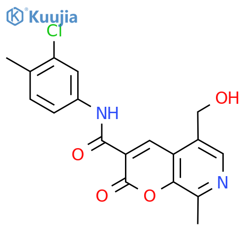 N-(3-chloro-4-methylphenyl)-5-(hydroxymethyl)-8-methyl-2-oxo-2H-pyrano[2,3-c]pyridine-3-carboxamide structure