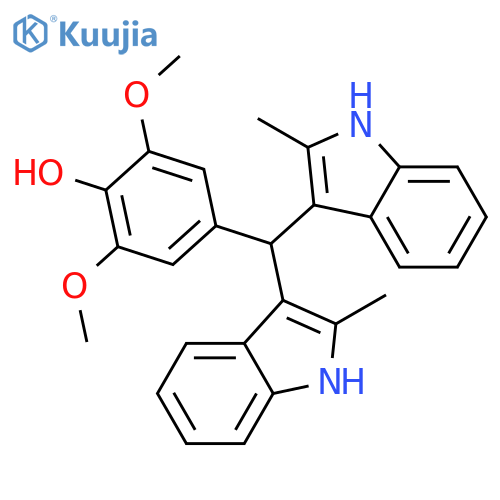 4-(bis(2-methyl-1H-indol-3-yl)methyl)-2,6-dimethoxyphenol structure