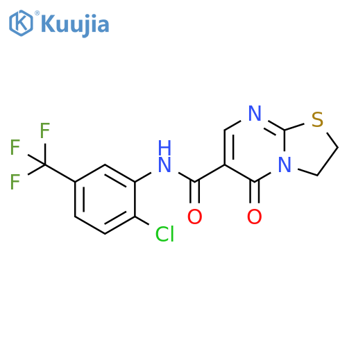 N-2-chloro-5-(trifluoromethyl)phenyl-5-oxo-2H,3H,5H-1,3thiazolo3,2-apyrimidine-6-carboxamide structure