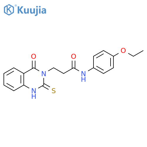 N-(4-ethoxyphenyl)-3-(4-oxo-2-sulfanylidene-1,2,3,4-tetrahydroquinazolin-3-yl)propanamide structure