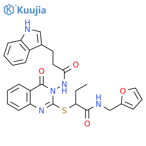 N-(furan-2-yl)methyl-2-({3-3-(1H-indol-3-yl)propanamido-4-oxo-3,4-dihydroquinazolin-2-yl}sulfanyl)butanamide structure