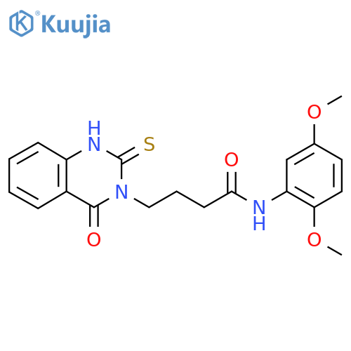 N-(2,5-dimethoxyphenyl)-4-(4-oxo-2-sulfanylidene-1,2,3,4-tetrahydroquinazolin-3-yl)butanamide structure