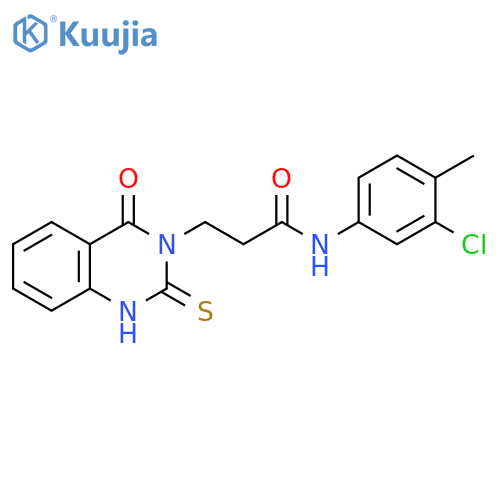 N-(3-chloro-4-methylphenyl)-3-(4-oxo-2-sulfanylidene-1,2,3,4-tetrahydroquinazolin-3-yl)propanamide structure