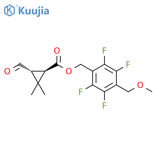 Cyclopropanecarboxylic acid, 3-formyl-2,2-dimethyl-, [2,3,5,6-tetrafluoro-4-(methoxymethyl)phenyl]methyl ester, (1R,3R)- structure