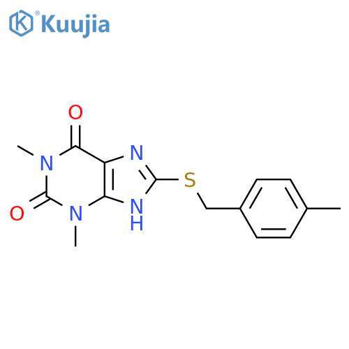 1,3-dimethyl-8-{(4-methylphenyl)methylsulfanyl}-2,3,6,7-tetrahydro-1H-purine-2,6-dione structure