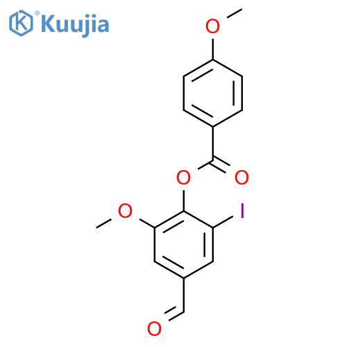 4-Formyl-2-iodo-6-methoxyphenyl 4-methoxybenzoate structure