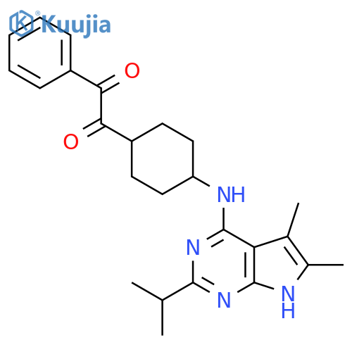 1-[4-[[5,6-dimethyl-2-(1-methylethyl)-7H-pyrrolo[2,3-d]pyrimidin-4-yl]amino]cyclohexyl]-2-phenyl-1,2-ethanedione structure