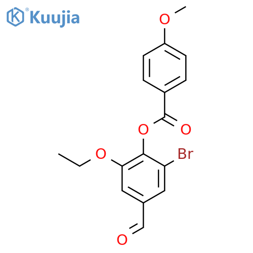 2-bromo-6-ethoxy-4-formylphenyl 4-methoxybenzoate structure