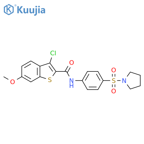 3-chloro-6-methoxy-N-4-(pyrrolidine-1-sulfonyl)phenyl-1-benzothiophene-2-carboxamide structure