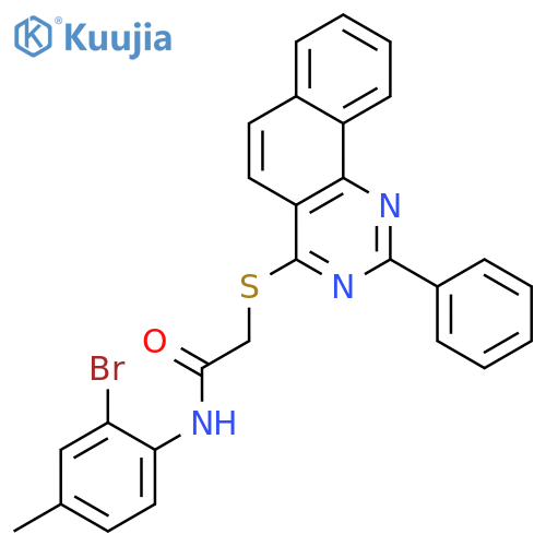 <br>N-(2-Bromo-4-methyl-phenyl)-2-(2-phenyl-benzo[h]quinazolin-4-ylsulfanyl)-ac etamide structure
