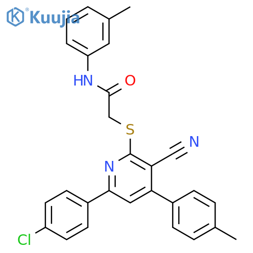 <br>2-[6-(4-Chloro-phenyl)-3-cyano-4-p-tolyl-pyridin-2-ylsulfanyl]-N-m-tolyl-ac etamide structure