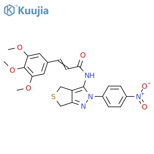 (2E)-N-2-(4-nitrophenyl)-2H,4H,6H-thieno3,4-cpyrazol-3-yl-3-(3,4,5-trimethoxyphenyl)prop-2-enamide structure