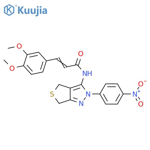 (2E)-3-(3,4-dimethoxyphenyl)-N-[2-(4-nitrophenyl)-2H,4H,6H-thieno[3,4-c]pyrazol-3-yl]prop-2-enamide structure