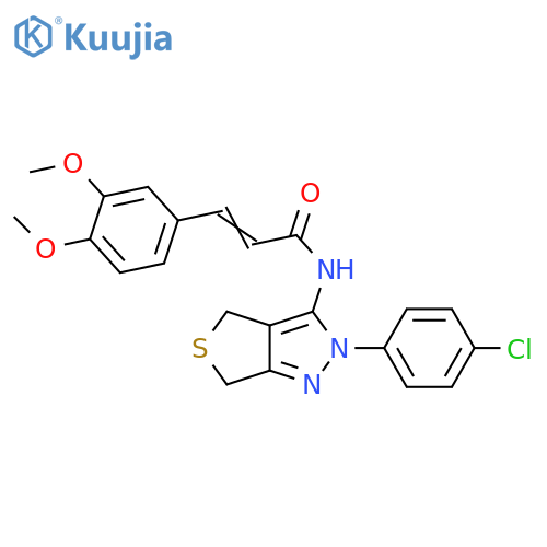 (2E)-N-2-(4-chlorophenyl)-2H,4H,6H-thieno3,4-cpyrazol-3-yl-3-(3,4-dimethoxyphenyl)prop-2-enamide structure