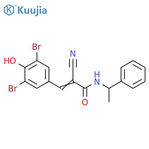 2-Propenamide, 2-cyano-3-(3,5-dibromo-4-hydroxyphenyl)-N-(1-phenylethyl)- structure