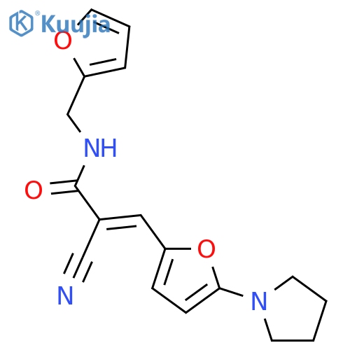 (2E)-2-cyano-N-(2-furylmethyl)-3-(5-pyrrolidin-1-yl-2-furyl)acrylamide structure