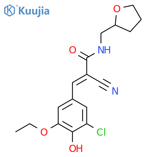 3-(3-chloro-5-ethoxy-4-hydroxyphenyl)-2-cyano-N-[(oxolan-2-yl)methyl]prop-2-enamide structure