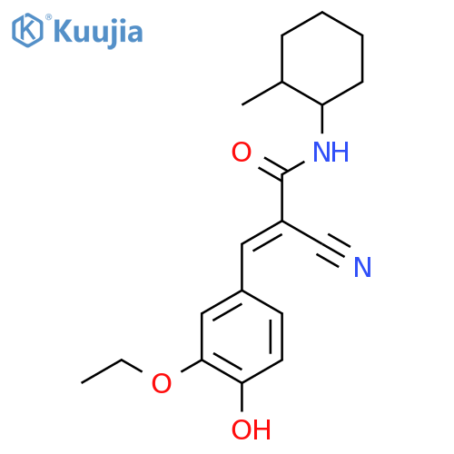 2-cyano-3-(3-ethoxy-4-hydroxyphenyl)-N-(2-methylcyclohexyl)prop-2-enamide structure