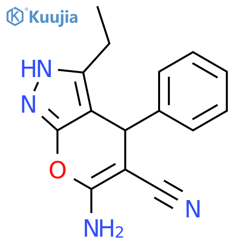 Pyrano[2,3-c]pyrazole-5-carbonitrile,6-amino-3-ethyl-1,4-dihydro-4-phenyl- structure